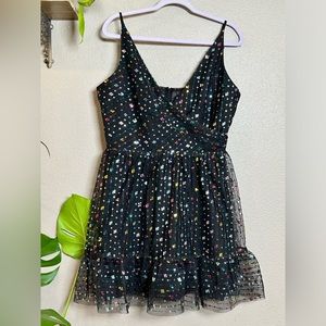 SOLD - Dress the population rainbow sequin dress Size XL